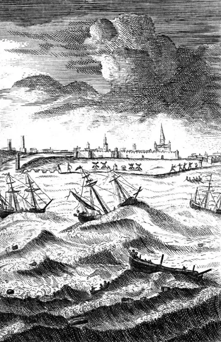 Framed Print : Robinson Crusoe Shipwrecked at Yarmouth, c1719 Framed Print : Robinson Crusoe Shipwrecked at Yarmouth, c1719