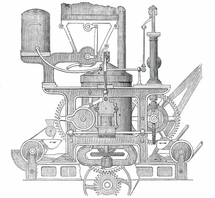 Framed Print : Robinson and Lee's Patent Bread-Making Machine, 1850. Creator: Unknown Framed Print : Robinson and Lee's Patent Bread-Making Machine, 1850. Creator: Unknown