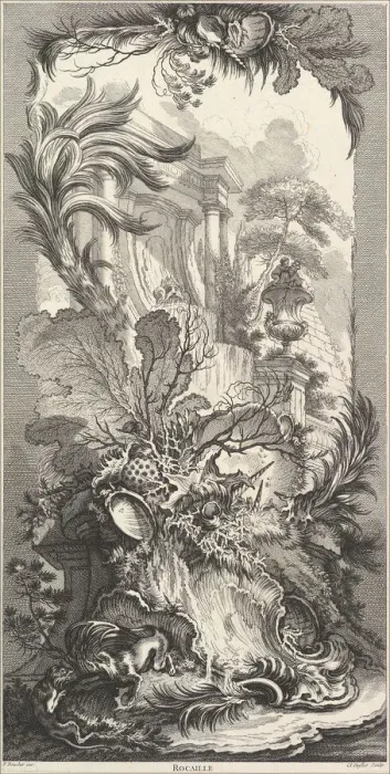 Framed Print : Rocaille (Rock Garden), ca. 1737. Creator: Claude Augustin Duflos le Jeune Framed Print : Rocaille (Rock Garden), ca. 1737. Creator: Claude Augustin Duflos le Jeune