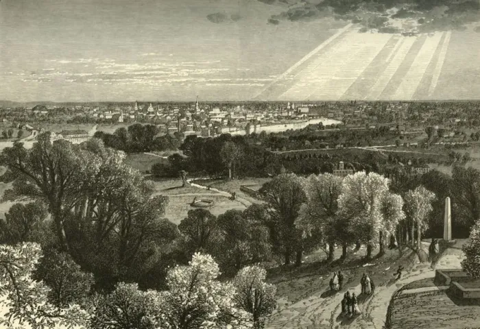 Framed Print : Rochester, from Mount Hope Cemetery, 1874. Creator: John Filmer Framed Print : Rochester, from Mount Hope Cemetery, 1874. Creator: John Filmer