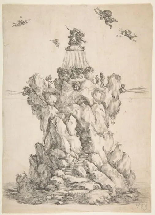 Framed Print : The Rock of Aeolus, 1652. Creator: Stefano della Bella Framed Print : The Rock of Aeolus, 1652. Creator: Stefano della Bella
