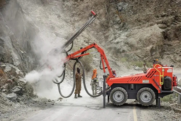Framed Print : Rock blasting, road works, Nubra Valley, Ladakh, India, 2023. Creator: Peter Thompson Framed Print : Rock blasting, road works, Nubra Valley, Ladakh, India, 2023. Creator: Peter Thompson