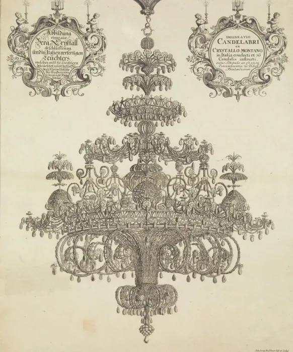 Framed Print : Rock Crystal Chandelier from the so-called White Pellers House [weiBe Pellers... ca. 1700-1720. Creator: Johann Georg Puschner Framed Print : Rock Crystal Chandelier from the so-called White Pellers House [weiBe Pellers... ca. 1700-1720. Creator: Johann Georg Puschner