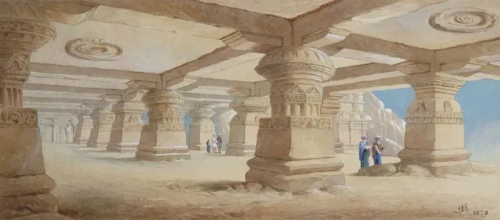 Framed Print : Rock Cut Temple, Ellora, Maharashtra, India, 1878. Artist: Edward Arthur Heffer Framed Print : Rock Cut Temple, Ellora, Maharashtra, India, 1878. Artist: Edward Arthur Heffer