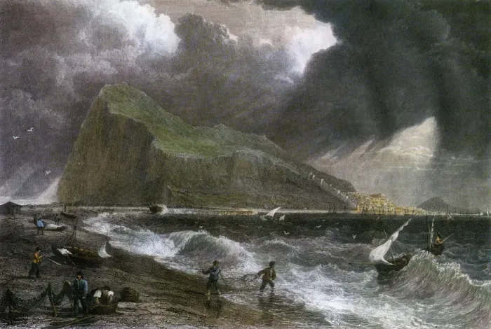 Framed Print : The Rock of Gibraltar, as seen from the bay side, 20th century Framed Print : The Rock of Gibraltar, as seen from the bay side, 20th century