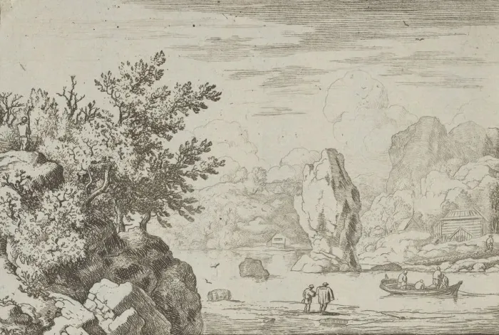 Framed Print : The Rock in the Middle of the River, 17th century. Creator: Allart van Everdingen Framed Print : The Rock in the Middle of the River, 17th century. Creator: Allart van Everdingen
