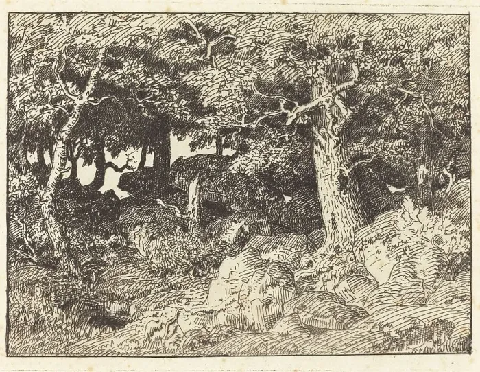 Framed Print : Rock Oaks, 1861. Creator: Theodore Rousseau Framed Print : Rock Oaks, 1861. Creator: Theodore Rousseau