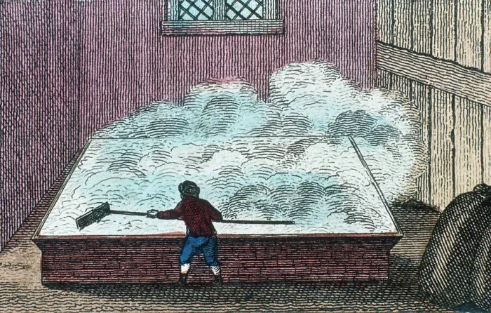 Framed Print : Rock Salt: Refining salt, Northwich, Cheshire, England, c19th century Framed Print : Rock Salt: Refining salt, Northwich, Cheshire, England, c19th century