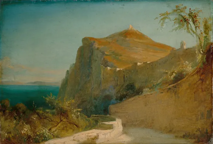 Framed Print : Rock of Tiberius, Capri. Artist: Blechen, Carl (1798-1840) Framed Print : Rock of Tiberius, Capri. Artist: Blechen, Carl (1798-1840)
