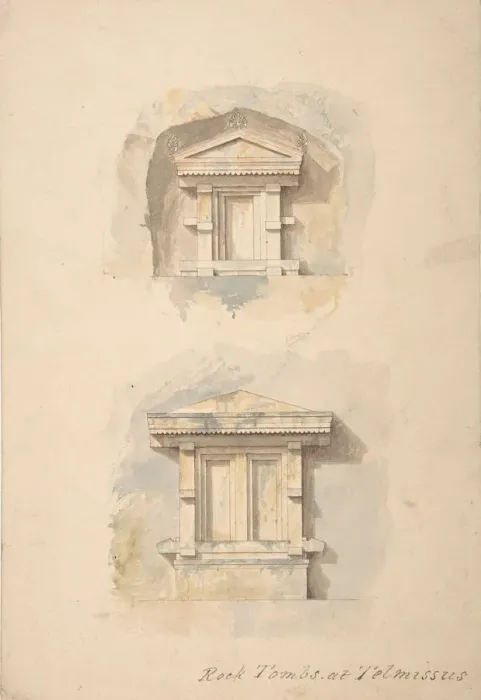 Framed Print : Rock Tombs at Telmissus, 19th century. Creator: Anon Framed Print : Rock Tombs at Telmissus, 19th century. Creator: Anon