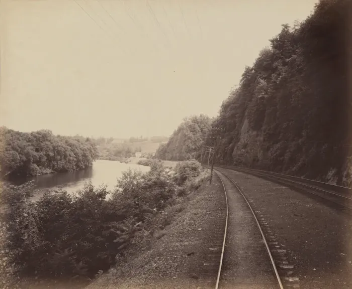 Framed Print : Rockdale Curve, On the Lehigh, c. 1895. Creator: William H Rau Framed Print : Rockdale Curve, On the Lehigh, c. 1895. Creator: William H Rau