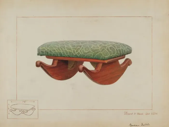 Framed Print : Rocker Footstool, c. 1937. Creator: Vincent P. Rosel Framed Print : Rocker Footstool, c. 1937. Creator: Vincent P. Rosel