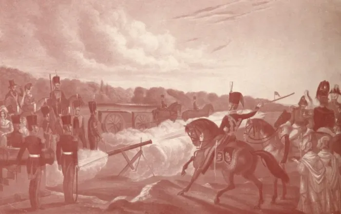 Framed Print : Rocket Practice in the Marshes, 1845 (1909). Artist: John Grant