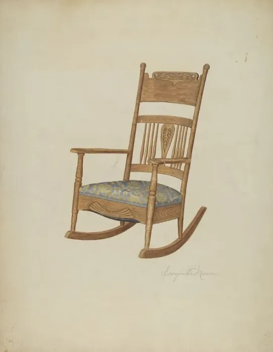 Framed Print : Rocking Armchair, c. 1940. Creator: Georgine E. Mason Framed Print : Rocking Armchair, c. 1940. Creator: Georgine E. Mason