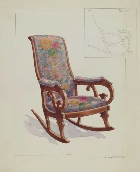 Framed Print : Rocking Chair, c. 1937. Creator: Alfred Walbeck Framed Print : Rocking Chair, c. 1937. Creator: Alfred Walbeck