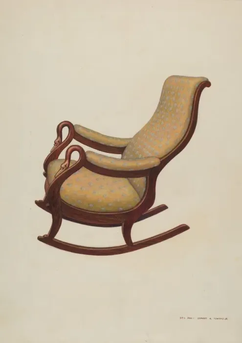 Framed Print : Rocking Chair, c. 1938. Creator: John R. Towers Framed Print : Rocking Chair, c. 1938. Creator: John R. Towers