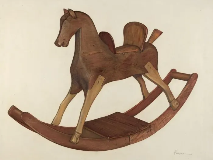 Framed Print : Rocking Horse, c. 1941. Creator: Selma Sandler Framed Print : Rocking Horse, c. 1941. Creator: Selma Sandler