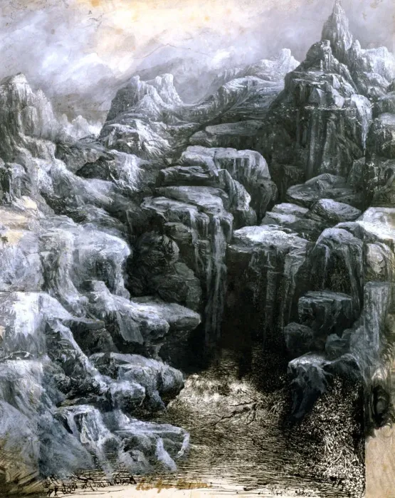 Framed Print : The Rocks, c1842-1885. Artist: Rodolphe Bresdin Framed Print : The Rocks, c1842-1885. Artist: Rodolphe Bresdin