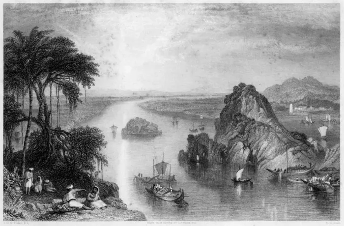 Framed Print : Rocks at Colgong on the Ganges, India, 1838. Artist: Edward Goodall Framed Print : Rocks at Colgong on the Ganges, India, 1838. Artist: Edward Goodall