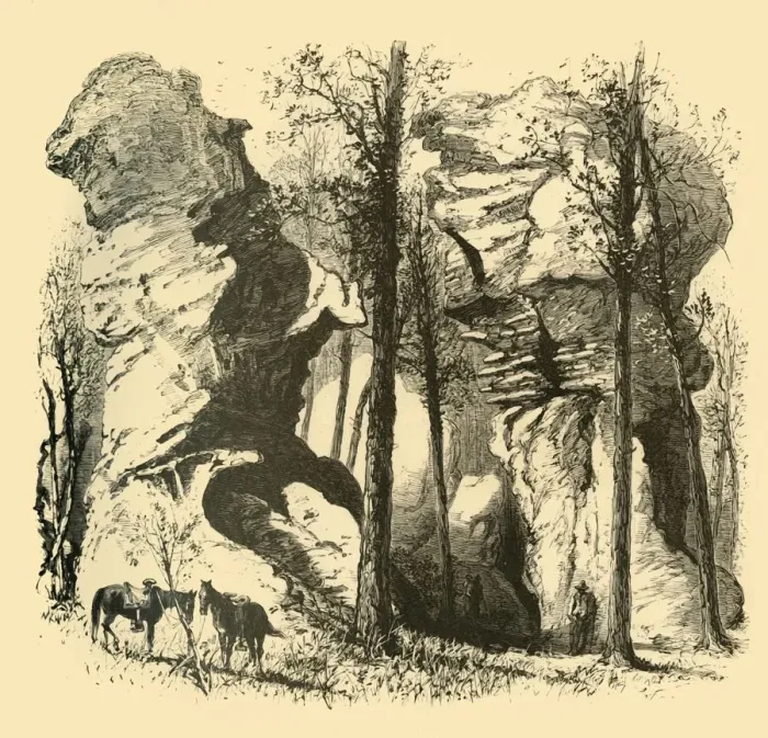 Framed Print : Rocks, Rock City, 1872. Creator: Harry Fenn Framed Print : Rocks, Rock City, 1872. Creator: Harry Fenn