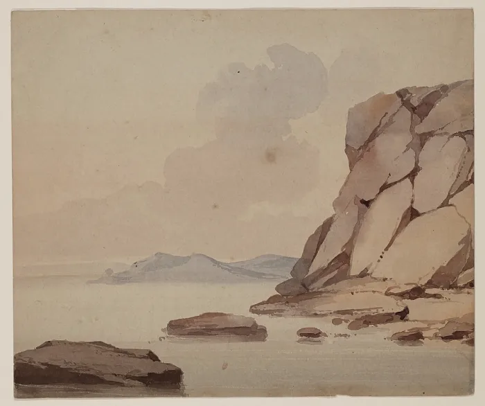 Framed Print : Rocky Cliffs at Water's Edge, c1820-1865. Creator: David Claypoole Johnston. Rocky Cliffs at Water's Edge, c1820-1865. Creator: David Claypoole Johnston Framed Print : Rocky Cliffs at Water's Edge, c1820-1865. Creator: David Claypoole Johnston. Rocky Cliffs at Water's Edge, c1820-1865. Creator: David Claypoole Johnston