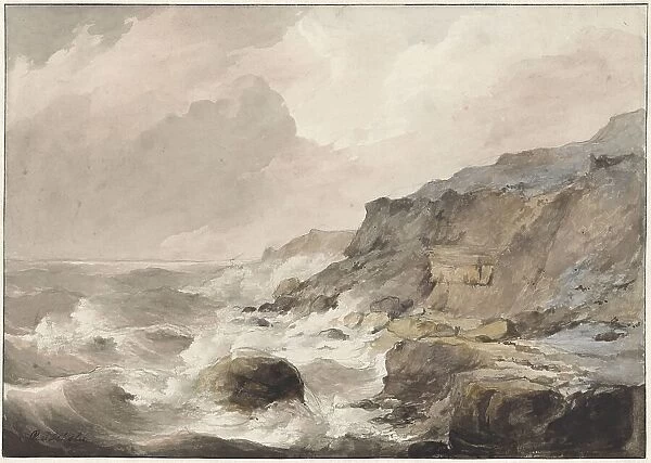 Rocky coast at Boulogne sur Mer, 1829. Creator: Petrus Johannes Schotel