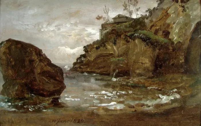 Framed Print : Rocky Coast near Naples, 1821. Creator: Johan Christian Dahl Framed Print : Rocky Coast near Naples, 1821. Creator: Johan Christian Dahl