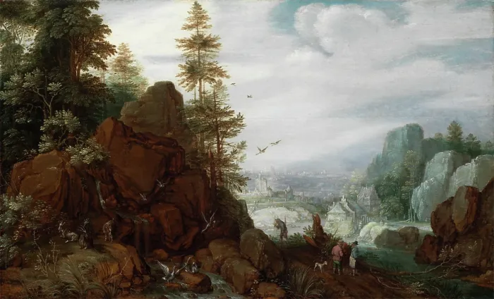 Framed Print : Rocky Landscape, 1621. Creator: Gillis Claesz. de Hondecoeter Framed Print : Rocky Landscape, 1621. Creator: Gillis Claesz. de Hondecoeter