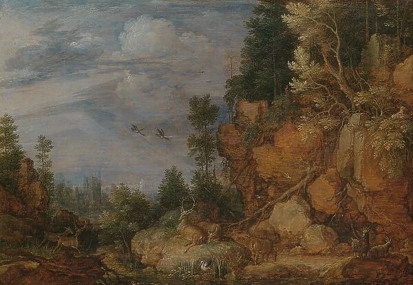 Rocky Landscape with Deer and Goats, 1620. Creator: Gillis Claesz. de Hondecoeter