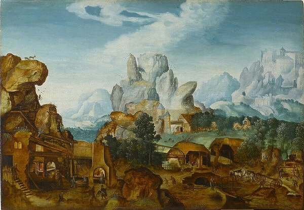 Rocky Landscape with a Forge (The Flight into Egypt) , before 1550