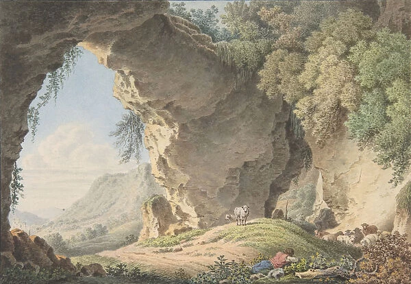 Rocky Landscape with Sleeping Shepherd, 1817. Creator: Philip Heinrich Dunker