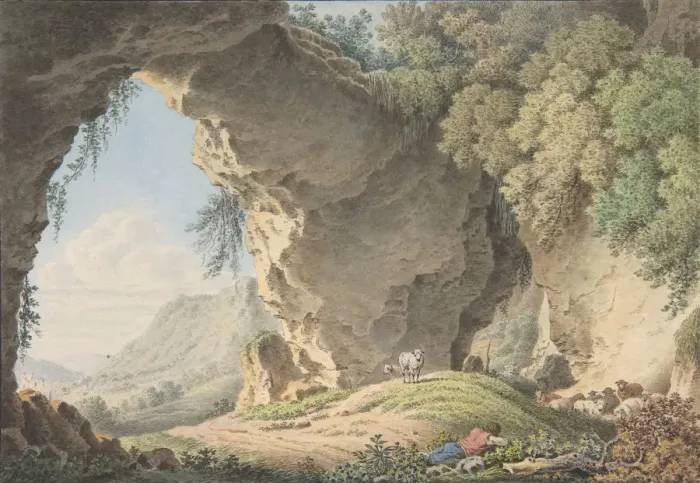 Framed Print : Rocky Landscape with Sleeping Shepherd, 1817. Creator: Philip Heinrich Dunker Framed Print : Rocky Landscape with Sleeping Shepherd, 1817. Creator: Philip Heinrich Dunker