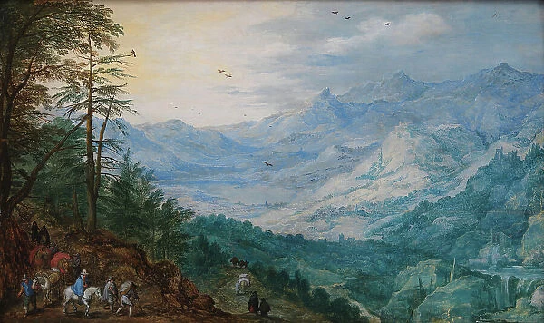 Rocky Landscape;Mountain Landscape with Travellers, 1613-1616. Creators: Joos de Momper, the younger, Jan Brueghel the Elder