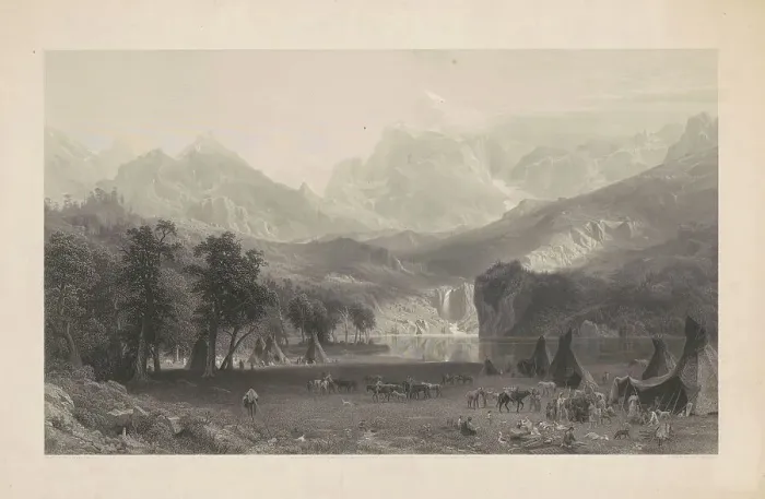 Framed Print : The Rocky Mountains, 1866. Creator: James Smillie Framed Print : The Rocky Mountains, 1866. Creator: James Smillie