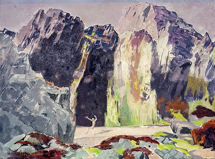 Framed Print : A Rocky Shore, 1900-1924. Creator: John Duncan Framed Print : A Rocky Shore, 1900-1924. Creator: John Duncan