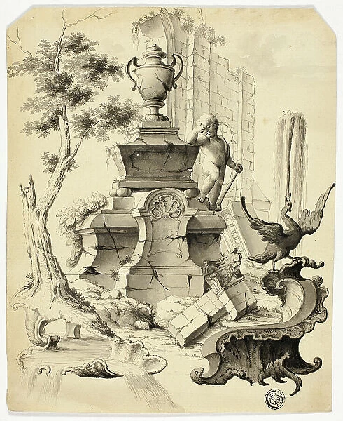 Rococo Tomb in Ruins, 18th century. Creator: Unknown