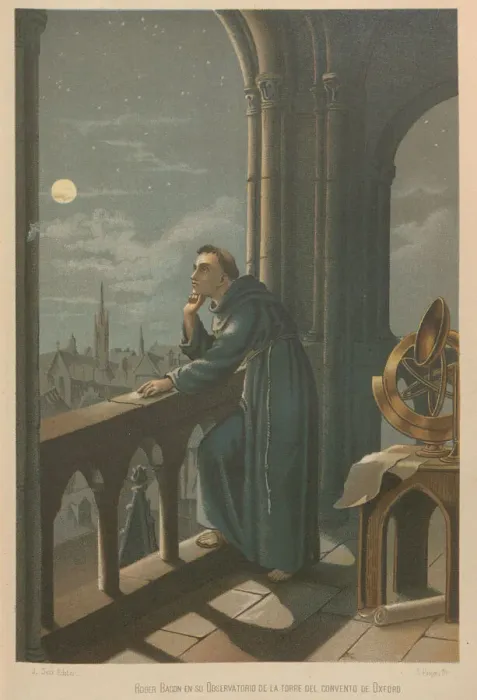 Framed Print : Roger Bacon. From: La ciencia y sus hombres, 1879. Creator: Planella y Rodriguez Framed Print : Roger Bacon. From: La ciencia y sus hombres, 1879. Creator: Planella y Rodriguez