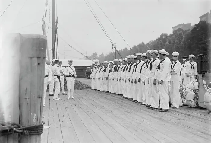 Framed Print : Roll Call - Naval Militia, between c1910 and c1915. Creator: Bain News Service