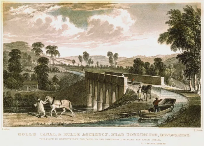 Framed Print : Rolle Canal and Aqueduct, near Torrington, Devon, 1829. Artist: T Dixon Framed Print : Rolle Canal and Aqueduct, near Torrington, Devon, 1829. Artist: T Dixon