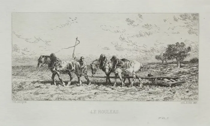 Framed Print : The Roller, 1868. Creator: Charles-Emile Jacque (French, 1813-1894) Framed Print : The Roller, 1868. Creator: Charles-Emile Jacque (French, 1813-1894)