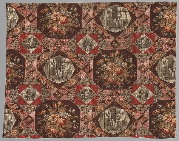 Roller Printed Cotton Textile, 19th century. Creator: Unknown