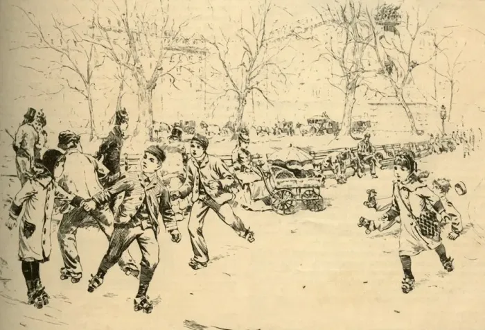 Framed Print : Roller-Skating in Madison Square, New York, 1881. Creator: Unknown Framed Print : Roller-Skating in Madison Square, New York, 1881. Creator: Unknown