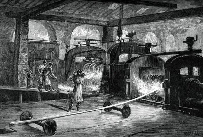 Framed Print : Rolling steel rails, c1880. Artist: Roberts Framed Print : Rolling steel rails, c1880. Artist: Roberts