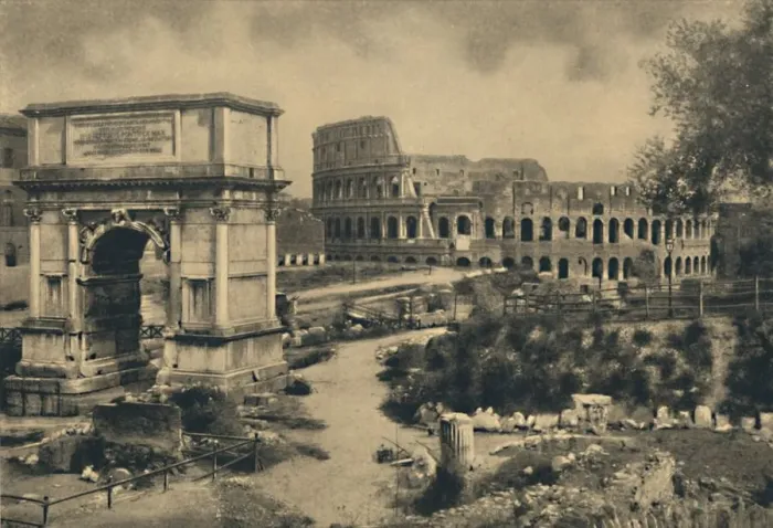 Framed Print : Roma - Arch of Titus - The Colosseum, 1910 Framed Print : Roma - Arch of Titus - The Colosseum, 1910