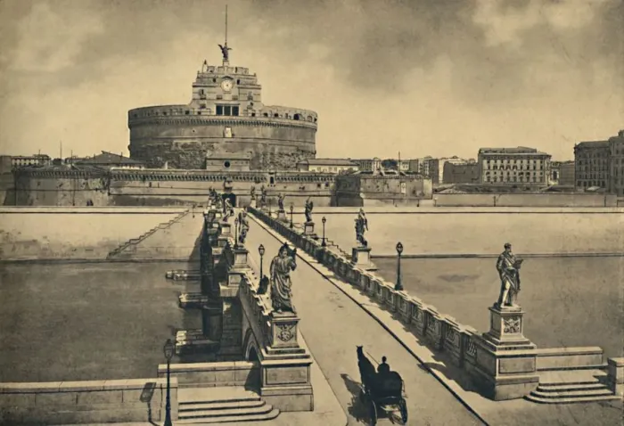 Framed Print : Roma - Bridge and Castle of St. Angelo, 1910 Framed Print : Roma - Bridge and Castle of St. Angelo, 1910