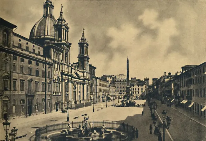 Framed Print : Roma - Circo Agonale - Church of St. Agnes - Fontains by Bernini, 1910 Framed Print : Roma - Circo Agonale - Church of St. Agnes - Fontains by Bernini, 1910