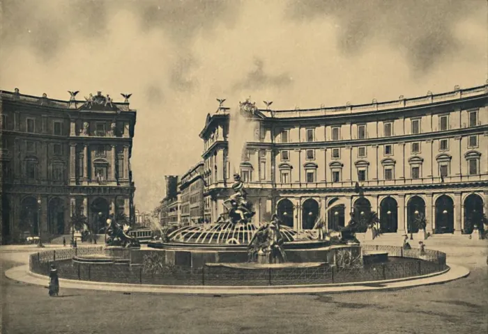 Framed Print : Roma - Esedra Square and the Naiades Fountain, 1910 Framed Print : Roma - Esedra Square and the Naiades Fountain, 1910