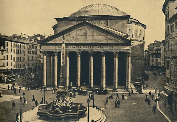 Framed Print : Roma - Pantheon of Agrippa and Fountain of the Rotonda, 1910 Framed Print : Roma - Pantheon of Agrippa and Fountain of the Rotonda, 1910