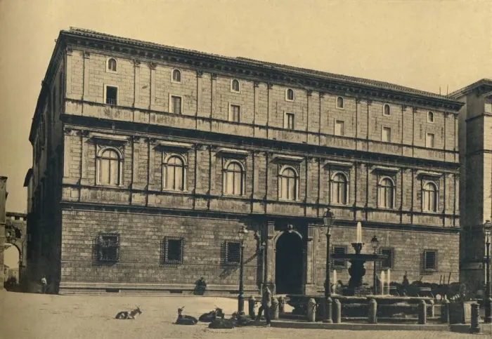 Framed Print : Roma - Piazza Scossacavalli. - Palace of Prince Torlonia, by Bramante, 1910 Framed Print : Roma - Piazza Scossacavalli. - Palace of Prince Torlonia, by Bramante, 1910