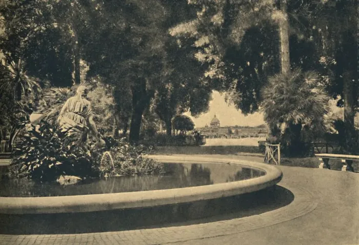 Framed Print : Roma - The Pincio Park. Fountain of Moses, saved from the waters (by Brazza), 1910 Framed Print : Roma - The Pincio Park. Fountain of Moses, saved from the waters (by Brazza), 1910